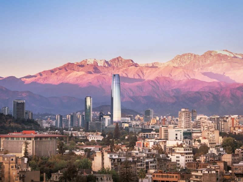 aerial-view-of-santiago-skyline-at-sunset