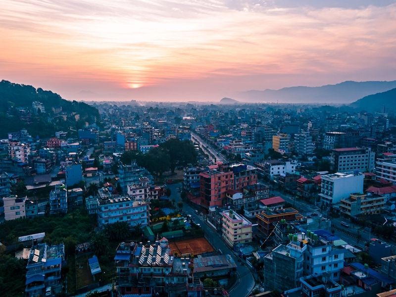 aerial-view-of-sunrise-over-the-pokhara-city